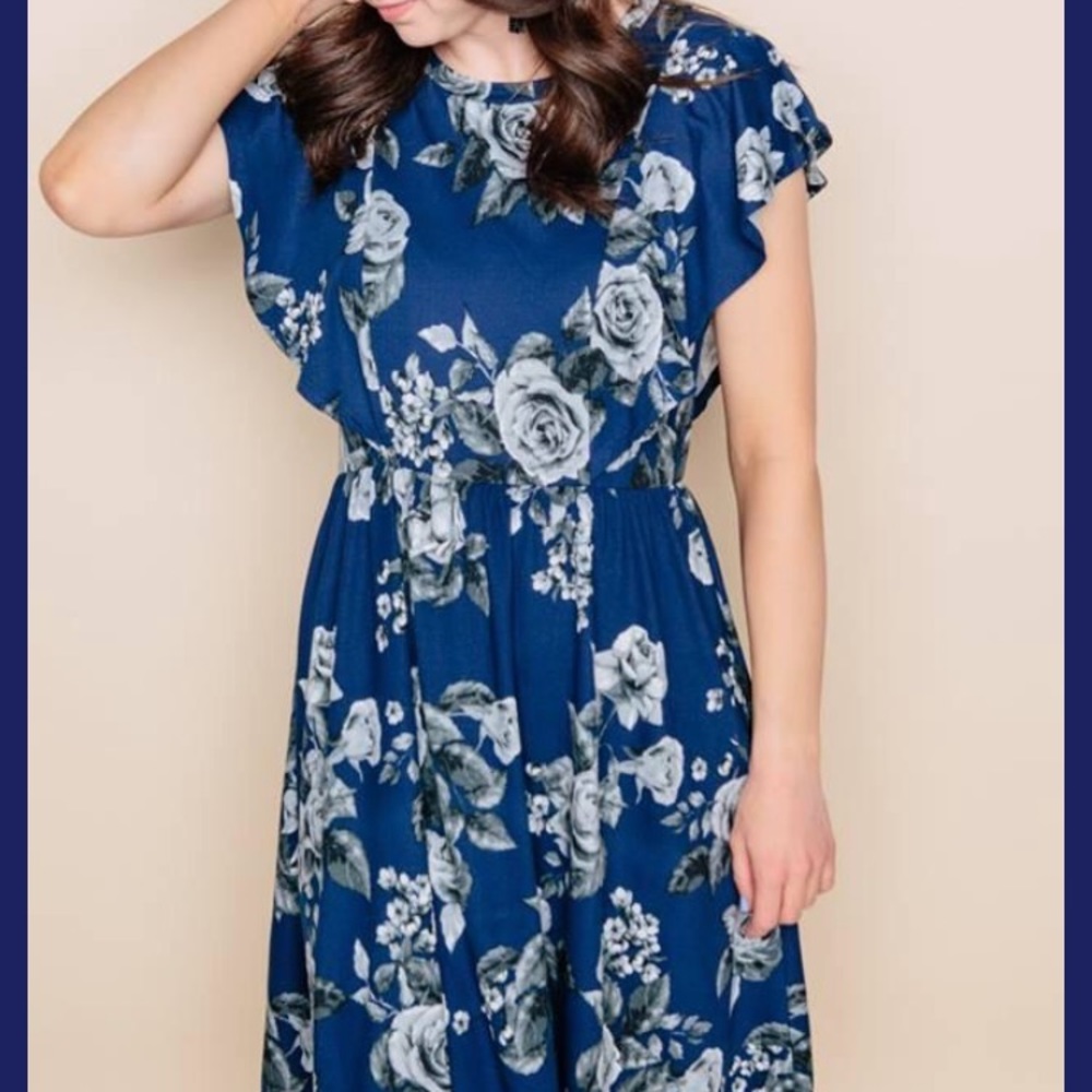 Emporia dress (navy/grey floral)